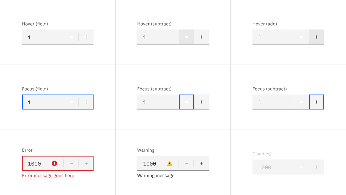 Fixed number input interactive states